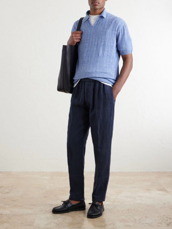 Tapered Linen Trousers - OU Tapered Linen Trousers - OU