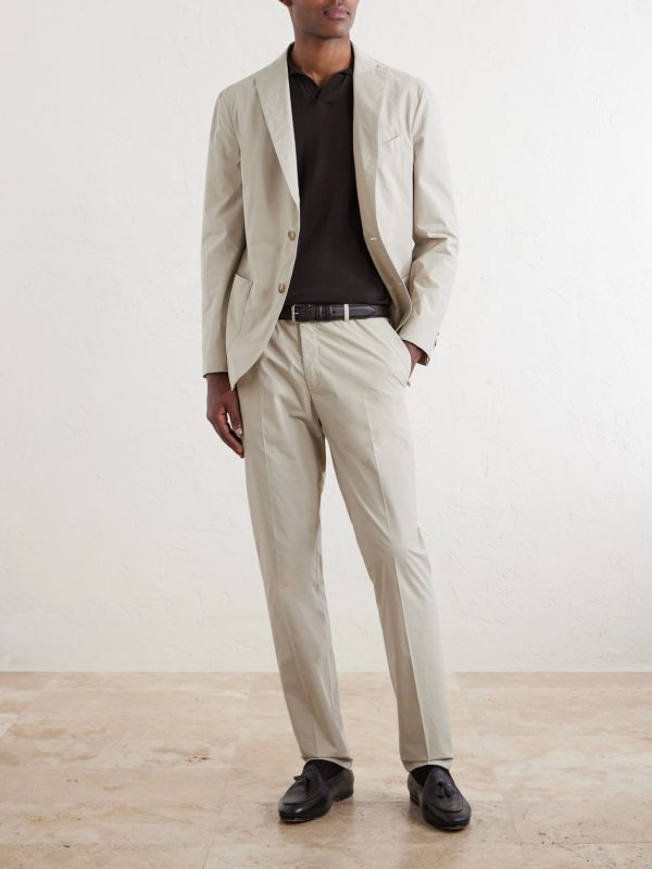 Straight-Leg Cotton-Blend Suit Trousers - OU Straight-Leg Cotton-Blend Suit Trousers - OU