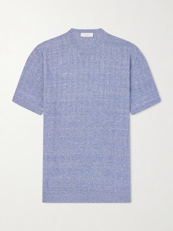 Ribbed Linen and Cotton-Blend T-Shirt Ribbed Linen and Cotton-Blend T-Shirt