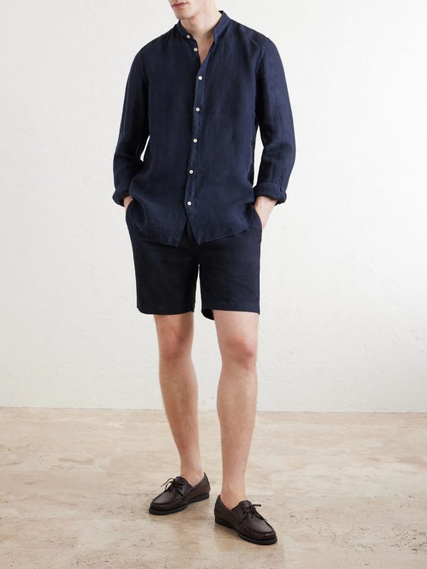 Straight-Leg Stretch Cotton and Linen-Blend Shorts - OU Straight-Leg Stretch Cotton and Linen-Blend Shorts - OU