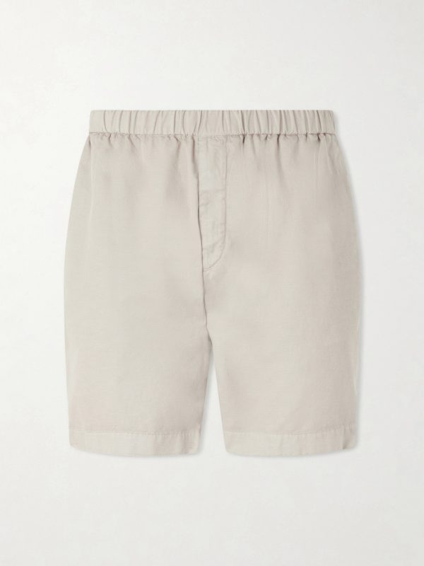 Straight-Leg Cotton-Blend Twill Shorts