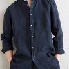 Grandad-Collar Linen Shirt - CU