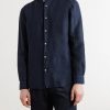 Grandad-Collar Linen Shirt - FR