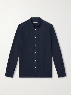 Grandad-Collar Linen Shirt Grandad-Collar Linen Shirt