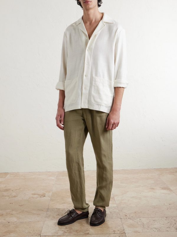Tapered Linen Trousers - OU Tapered Linen Trousers - OU