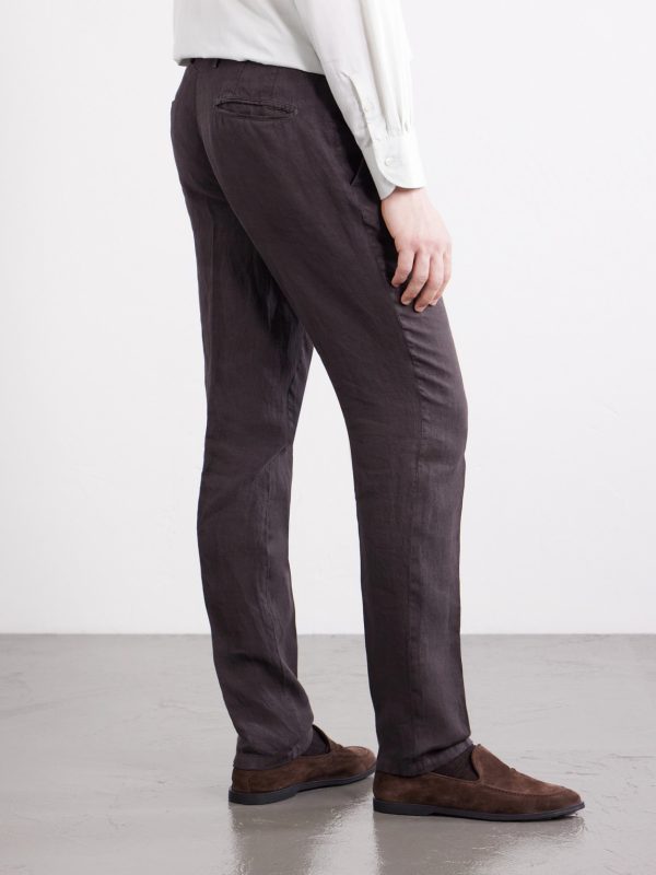 Straight-Leg Linen Suit Trousers - BK Straight-Leg Linen Suit Trousers - BK