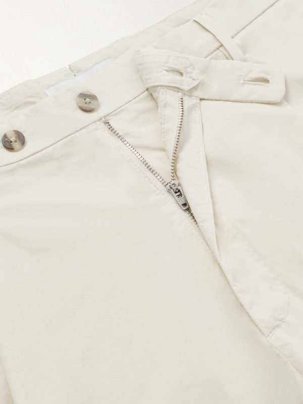 Straight-Leg Pleated Cotton-Blend Poplin Shorts - E1 Straight-Leg Pleated Cotton-Blend Poplin Shorts - E1
