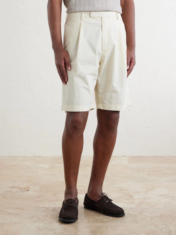 Straight-Leg Pleated Cotton-Blend Poplin Shorts - FR Straight-Leg Pleated Cotton-Blend Poplin Shorts - FR