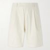 Straight-Leg Pleated Cotton-Blend Poplin Shorts Straight-Leg Pleated Cotton-Blend Poplin Shorts