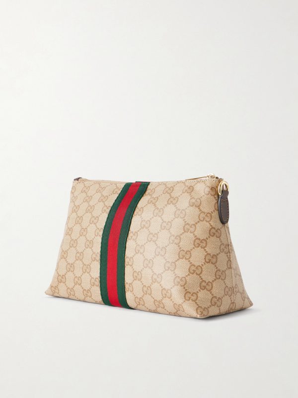GG Supreme-Jacquard Webbing-Trimmed Canvas Pouch - BK