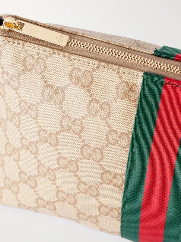 GG Supreme-Jacquard Webbing-Trimmed Canvas Pouch - CU