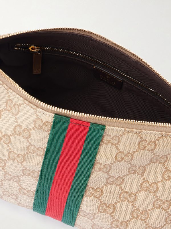 GG Supreme-Jacquard Webbing-Trimmed Canvas Pouch - E1