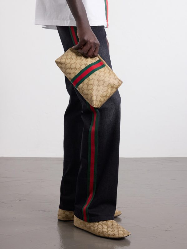GG Supreme-Jacquard Webbing-Trimmed Canvas Pouch - FR
