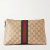 GG Supreme-Jacquard Webbing-Trimmed Canvas Pouch