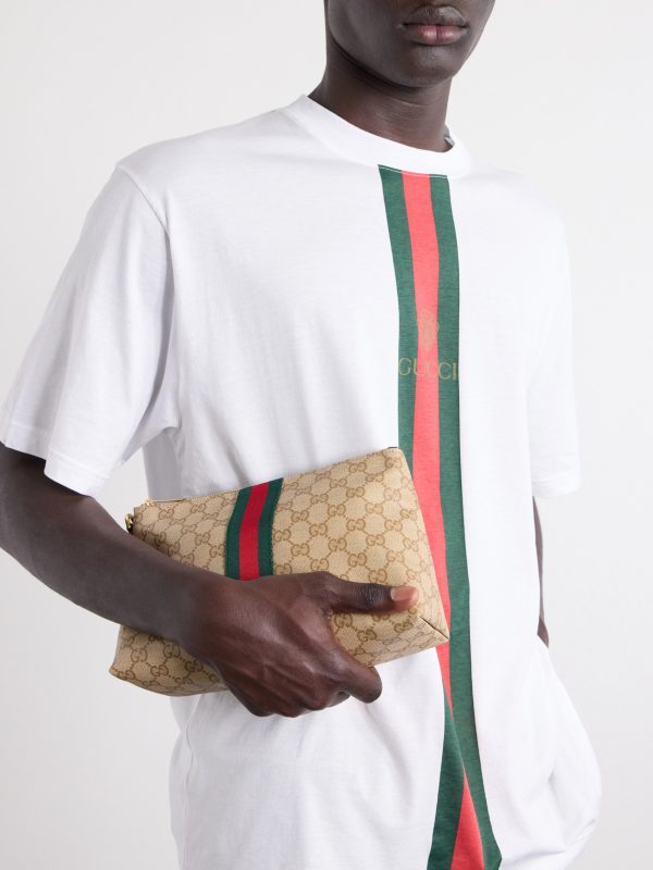 GG Supreme-Jacquard Webbing-Trimmed Canvas Pouch - OU2