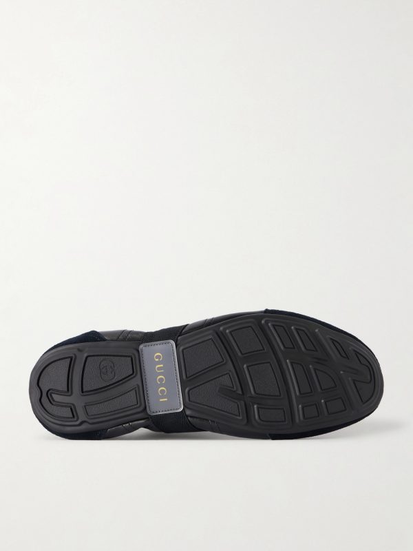 Flex Suede-Trimmed Leather Sneakers - E1 Flex Suede-Trimmed Leather Sneakers - E1