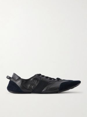 Flex Suede-Trimmed Leather Sneakers