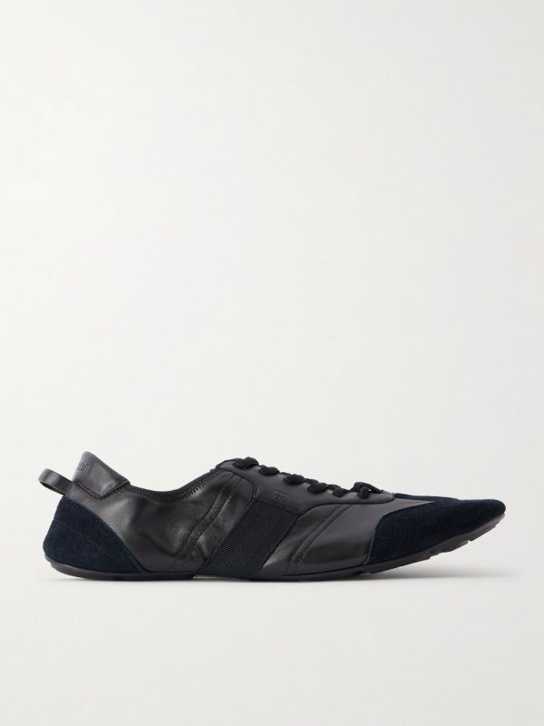 Flex Suede-Trimmed Leather Sneakers Flex Suede-Trimmed Leather Sneakers