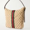 Lunetta Webbing and Leather-Trimmed Monogrammed Canvas Shoulder Bag - BK Lunetta Webbing and Leather-Trimmed Monogrammed Canvas Shoulder Bag - BK
