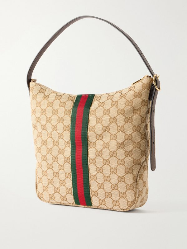 Lunetta Webbing and Leather-Trimmed Monogrammed Canvas Shoulder Bag - BK Lunetta Webbing and Leather-Trimmed Monogrammed Canvas Shoulder Bag - BK