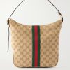 Lunetta Webbing and Leather-Trimmed Monogrammed Canvas Shoulder Bag Lunetta Webbing and Leather-Trimmed Monogrammed Canvas Shoulder Bag