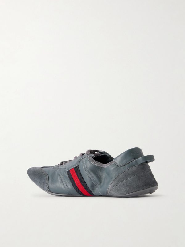 Flex Suede-Trimmed Leather Sneakers - BK Flex Suede-Trimmed Leather Sneakers - BK