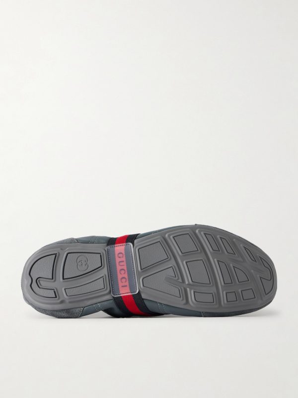 Flex Suede-Trimmed Leather Sneakers - E1 Flex Suede-Trimmed Leather Sneakers - E1