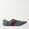 Flex Suede-Trimmed Leather Sneakers Flex Suede-Trimmed Leather Sneakers