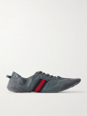 Flex Suede-Trimmed Leather Sneakers
