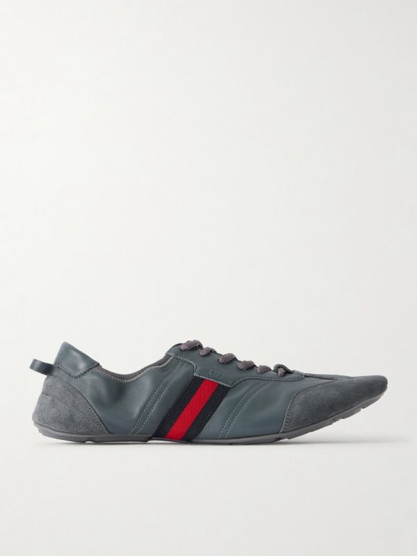 Flex Suede-Trimmed Leather Sneakers Flex Suede-Trimmed Leather Sneakers