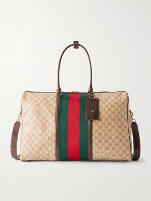 Webbing and Leather-Trimmed Monogrammed Canvas Tote Bag Webbing and Leather-Trimmed Monogrammed Canvas Tote Bag