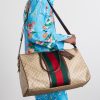 Webbing and Leather-Trimmed Monogrammed Canvas Tote Bag - OU2 Webbing and Leather-Trimmed Monogrammed Canvas Tote Bag - OU2