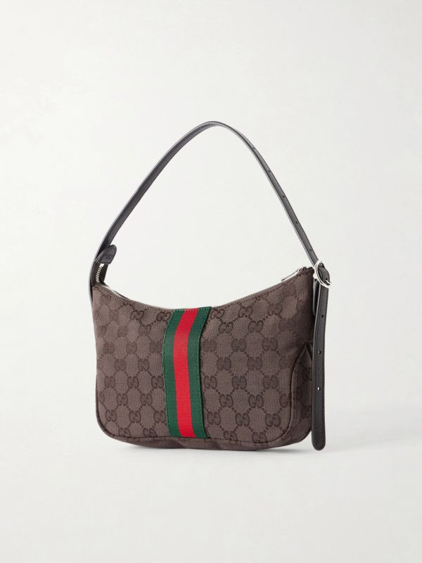 Lunetta GG Sumpreme-Jacquard Webbing-Trimmed Canvas Tote Bag - BK Lunetta GG Sumpreme-Jacquard Webbing-Trimmed Canvas Tote Bag - BK