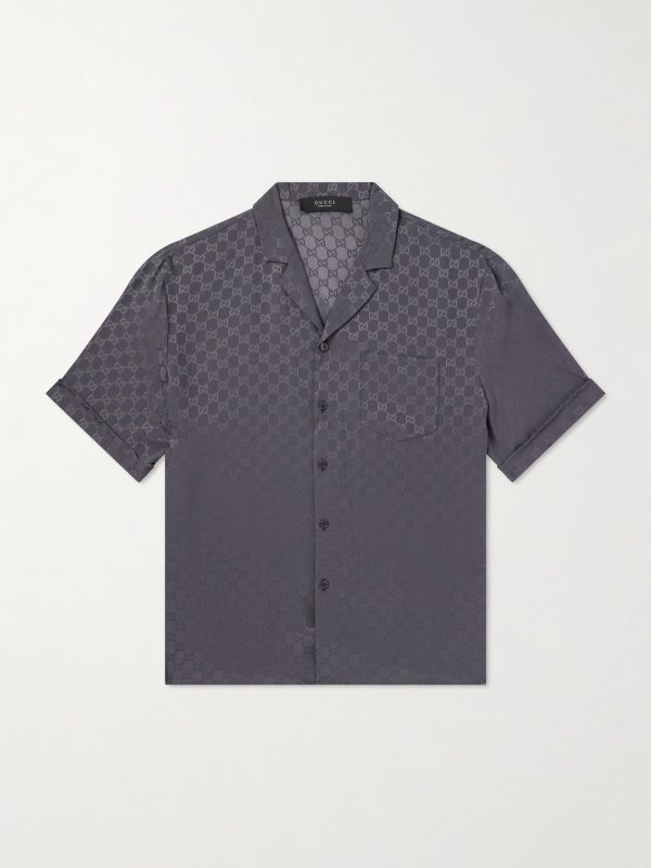Bowling GG Supreme Jacquard Silk-Twill Shirt Bowling GG Supreme Jacquard Silk-Twill Shirt