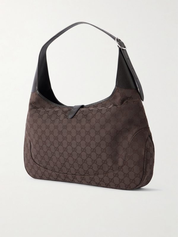 Jackie 1961 GG Supreme-Jacquard Leather-Trimmed Canvas Tote Bag - BK Jackie 1961 GG Supreme-Jacquard Leather-Trimmed Canvas Tote Bag - BK