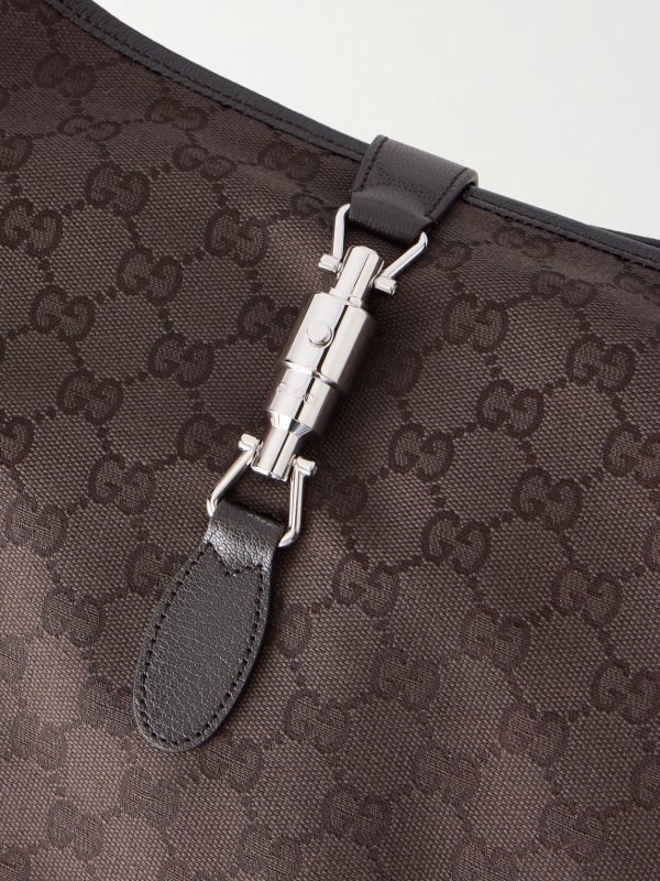 Jackie 1961 GG Supreme-Jacquard Leather-Trimmed Canvas Tote Bag - CU Jackie 1961 GG Supreme-Jacquard Leather-Trimmed Canvas Tote Bag - CU