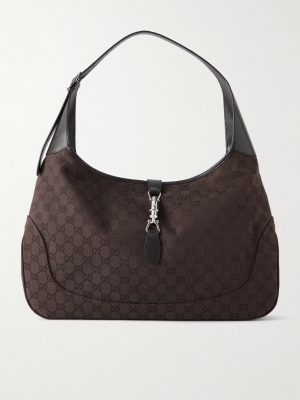 Jackie 1961 GG Supreme-Jacquard Leather-Trimmed Canvas Tote Bag