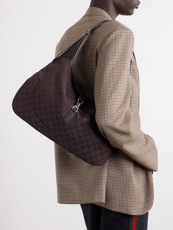 Jackie 1961 GG Supreme-Jacquard Leather-Trimmed Canvas Tote Bag - OU Jackie 1961 GG Supreme-Jacquard Leather-Trimmed Canvas Tote Bag - OU
