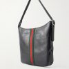 Lunetta Webbing-Trimmed Leather Tote Bag - BK