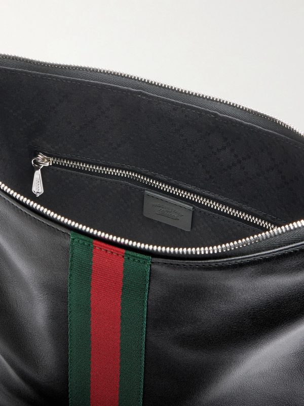 Lunetta Webbing-Trimmed Leather Tote Bag - E1