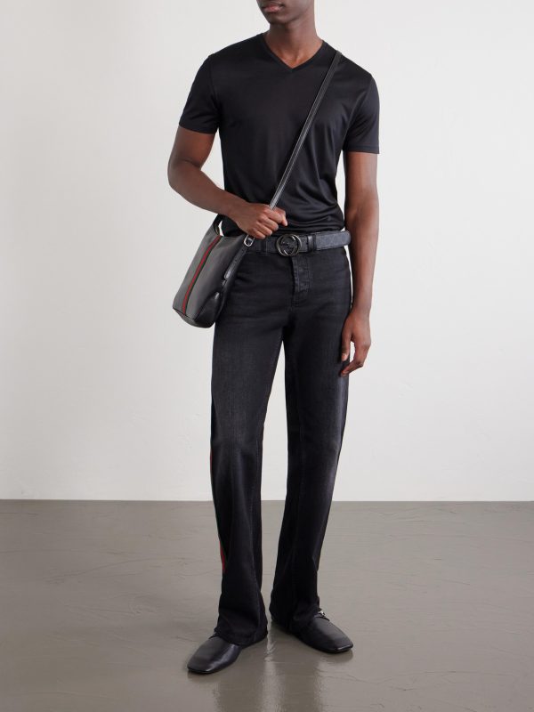 Lunetta Webbing-Trimmed Leather Tote Bag - FR