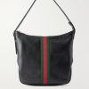 Lunetta Webbing-Trimmed Leather Tote Bag