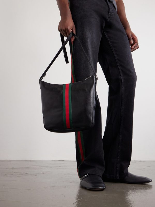 Lunetta Webbing-Trimmed Leather Tote Bag - OU2