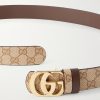 GG Marmont 3.5cm Monogrammed Coated Canvas and Leather Belt - E1