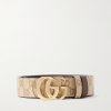 GG Marmont 3.5cm Monogrammed Coated Canvas and Leather Belt