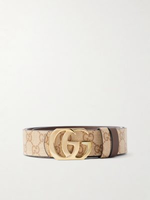 GG Marmont 3.5cm Monogrammed Coated Canvas and Leather Belt GG Marmont 3.5cm Monogrammed Coated Canvas and Leather Belt