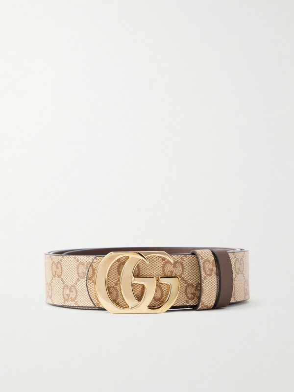 GG Marmont 3.5cm Monogrammed Coated Canvas and Leather Belt