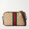 GG Monogrammed Leather-Trimmed Coated-Canvas Messenger Bag