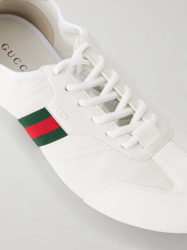 Flex Web Stripe-Detail Suede-Trimmed Leather Sneakers - CU Flex Web Stripe-Detail Suede-Trimmed Leather Sneakers - CU