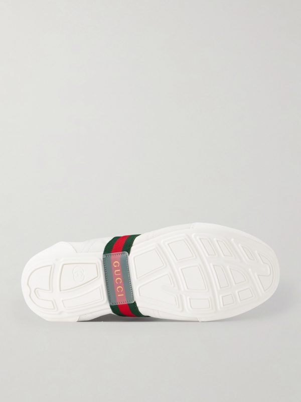 Flex Web Stripe-Detail Suede-Trimmed Leather Sneakers - E1 Flex Web Stripe-Detail Suede-Trimmed Leather Sneakers - E1